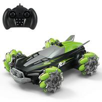 D888 RC Stunt Car nuotolinio valdymo automobilis 4WD vaikams berniukams 2,4G 360 laipsnių besisukantis dreifuojantis automobilis su LED lempute 1 battery žalia