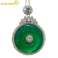 SACE GEMS Klasikinė žalia taikos sagtis, cirkonio moteriška kaklo karoliai, mados dovana žalia