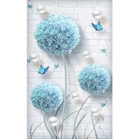 Full Round Drill DIY Diamond Painting Blue Dandelion Butterflies Embroidery Cross Stitch Home Decor Full Round 20x40CM white