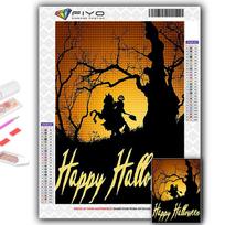 Diamond Embroidery Halloween Pumpkin And Witch Castle 5D DIY Diamond Painting Cross Stitch Rhinestone Full Round 20X30CM