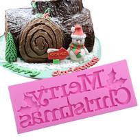 New Merry Christmas Letter Silicone Mold, Chocolate Cake Decoration Mold, DIY Baking Mold gray