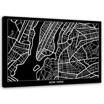 Canvas print, New York - city plan 60x40 balta/juoda