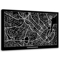 Feeby Canvas print, Kopenhagos miesto planas 60x40 juoda/balta