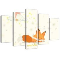 Penkių dalių paveikslų spaudinys ant drobės Red fox 100x70 oranžinė