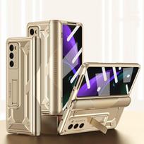 Funkcinis stovo šarvų dėklas, skirtas Samsung Galaxy Z Fold 4 5 sulankstomas 3 sulankstomas 4 sulankstomas 2 sulankstomas 5 sulankstomas 3 2 zfold3 ekrano stiklo plėvelės dangtelis for samsung Z Fold 4 auksas
