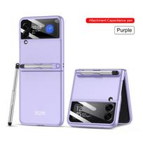 Su Pen Slim Fashion telefono dėklu, skirtu Samsung Galaxy Z Flip3 5g Flip 3 lęšių apsauginiu dangteliu, skirtu Samsung Z Flip 3 dėklams for Galaxy Z Flip 3 violetinė
