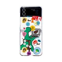 For Samsung Galaxy Z Flip 4 3 Case Lovely Dinosaur Pattern Painted Transparent Folding Shockproof Clear Pc Hard Case Accessories For Galaxy Z Flip 4
