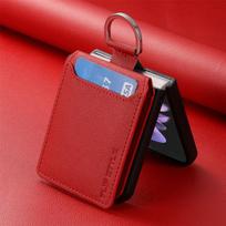 For Samsung Z Flip 4 Zflip4 Fall Protection Finger Ring Cover Case For Samsung Galaxy Z Flip 4 Flip4 5g Card Holder Wallet Bag for Samsung Z Flip 4 raudona