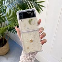 For Samsung Z Flip 3 Case Planet Sequin Transparent Folding Phone Case For Samsung Z Flip 4 Zflip3 5g Shockproof Hard Back Cover For Z Flip 2 gray