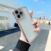 Fashion Flash Drill Camera Lens Protection Soft Silicon Phone Case For Iphone 13 Pro Max 12 Diamond Glitter Clear Plating Cover for iphone 13