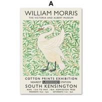 Abstraktus William Morris Gėlės Lapo Paukščio Sienų Menas Drobės Tapyba Skandinaviški Plakatai ir Spaudiniai Sienų Paveikslai Svetainės Dekorui 21cm×30cm NoFrame beige