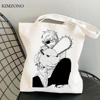 Chainsaw Man pirkinių krepšys drobė bolsas de tela džiutinis krepšys bolsa eco daugkartinio naudojimo krepšys reusable bolsas reutilizables rankinė custom 24*26cm