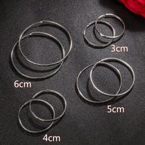 925 Sterling Silver 3/4/5/6CM Round Hoop Earrings For Women Fashion Party Luxury Jewelry Accessories Christmas GaaBou balta