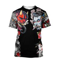 Fashion Cool Samurai Mask graphic t shirts Summer 3D Printed Men T-shirts Personality Casual Round Neck streetwear Tees Top 5XL black