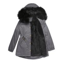 Autumn And Winter School Overcome Women's Plush Cotton Padded Clothes, Wool Collar Hooded Warm Coat S pilka