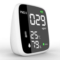 Nešiojamas USB įkraunamas PM2.5 detektorius Daugiafunkcis termohigrometras namų oro detektorius patalpų viduje juoda balta spalva