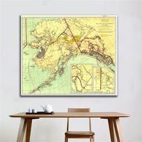 National Geographic Series Backgrounds Alaska Gold and Coal Fields (1898) Painting Wall Art Poster School Home Decor 60*60cm beige