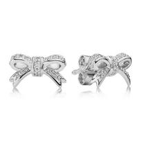 1 Pair 925 Sterling Silver Earrings Silver Pentagram Snowflake Cut Bow Knot Earring For Women Fashion Wedding Party Jewelry Gift balta