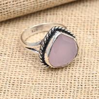 Charming Milky Opal Handmade 925 Solid Sterling Silver Jewelry Ring For Women 4 rožinė