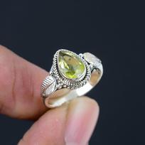 Natūralūs Peridoto brangakmeniai, 925 sterlingų sidabro rankų darbo briaunoti žiediniai papuošalai moterims ir mergaitėms 5 žalia