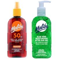 Malibu spf50 bronzinis aliejus 200ml + alavijo gelis po įdegio 200ml