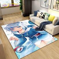 Gawr Gura Hololive Cute Anime Shark Area Rug,Carpet Rug for Living Room Bedroom Sofa Doormat Decoration, Kids Non-slip Floor Mat 40cm x 60cm