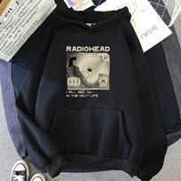 „Radiohead RadioIndie Fan 2D Printed Hoodie Casual Oversize“ megztinis su gobtuvu, populiarus gatvės mados tendencijų unisex drabužiais S black