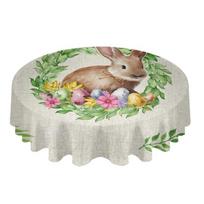Velykų akvarelė triušio gėlių apvaliojo stalo užtiesalai festivalio pietums Neperšlampama staltiesė stalo danga vestuvių vakarėliui dekoruoti 4pcs 33x48 Table mat beige