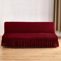 Seersucker Sofa Bed Cover Jacquard Solid Color Spandex Living Room Stretch All -Inclusive Sofa Cushion Cover Without Armrests CF 160-190cm white