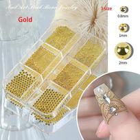 6 Grids/Box  Nail Art Mini Metal Caviar Beads Steel Beads 3D Design Diy auksas