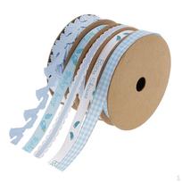 5 Pack Baby Shower Cake Wrapping Ribbons for Scrapbooking Party Decorations Blue/ gray