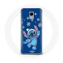 Coque pour Samsung Galaxy A6 2018 Stitch neige Noël bleu