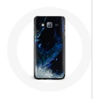 Coque pour Samsung Galaxy J7 2016 Nuages de fumée multicolore de bleu gris et noir sur fond noir