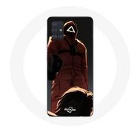 Coque pour samsung galaxy A71 Squid Game Soldat Rouge avec Masque Triangle