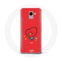 Coque pour Samsung Galaxy A8 2018 BTS Bangtan Garçons BT21 TATA V Fond Rouge