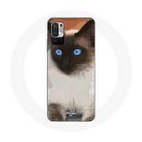 Coque pour Xiaomi Redmi Note 10 5G Chat Siamois Noir et blanc Yeux Bleus