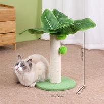 Aukščiausios kokybės kokoso medžio katės draskyklė su pakabinamu kamuoliuku - Patvari sizalio lenta ir virvė patalpų žaidimams ir nagų galandimui 9.84*9.84*12.6inch žalia
