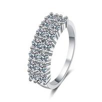 1.4CT Visi moisanito žiedai moterims, žėrintis deimantinis vestuvinis žiedas, S925 sidabras, padengtas baltu rodžiu, papuošalai 5