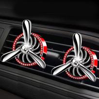 2pcs Diamond Car Aroma Diffuser Simulation Propeller Engine Decorative Air Conditioning Air Outlet Plug-in Diamond raudona