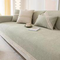 Cream Style Sofa Cushion All-season Universal Anti Slip Tassel Edge Sofa Cover 70x70cm beige