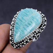 Natural Amazonite Gemstone 925 Sterling Silver Jewelry Ring Size 6.5 p4T63