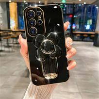 Gėlės besisukantis stovas telefono dėklas, skirtas Samsung Galaxy A52 A52s A72 A12 A22 A32 4G 5G A51 A71 A50 A70 Padengtas minkštas silikoninis dangtelis For Samsung A21S rožinė