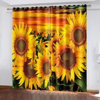 3d Sunflower With Sunshine Modern Blackout Curtains For Living Room Bedroom Curtain Cortinas Para La Sala Kitchen Blinds Drapes W50xH130(CM)x2PCS-Rod pocket