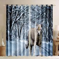 Leopard Blackout Curtains Wild Animal Curtain Living Room Bedroom High Shading Window Drape Right Biparting Open Drapes W50xH130(CM)x2PCS-Rod pocket