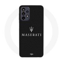 Case - Maniacase - Samsung Galaxy A23 5G - Maserati - Carbon background - Black silicone juoda
