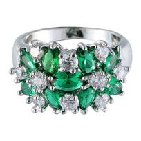 Women Rhinestone Wedding Knuckle Finger Ring 7 žalia