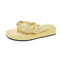 Korean Version of Flip Flops for Wearing Out In 2023 Summer Versatile New Pleated Clip Toe Thick Soles Fashion Casual Beach Sandals 39 brown