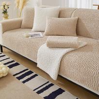 Simple cream style sofa cushion, all-season universal short plush living room cushion, sofa backrest cover towel, anti-slip and thickened 70*70cm white