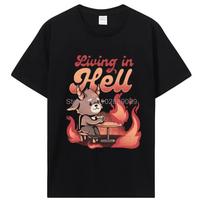 Kawaii Graphic Tshirt Funny Goat Baphomet Horror Funny Evil T Shirt Unisex Women Cotton Tee Hip Hop T-Shirt L