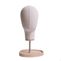 Wig Head Model Hat Display Stand Holder with Wood Base Hairdresser Training Fashion Mannequin gray